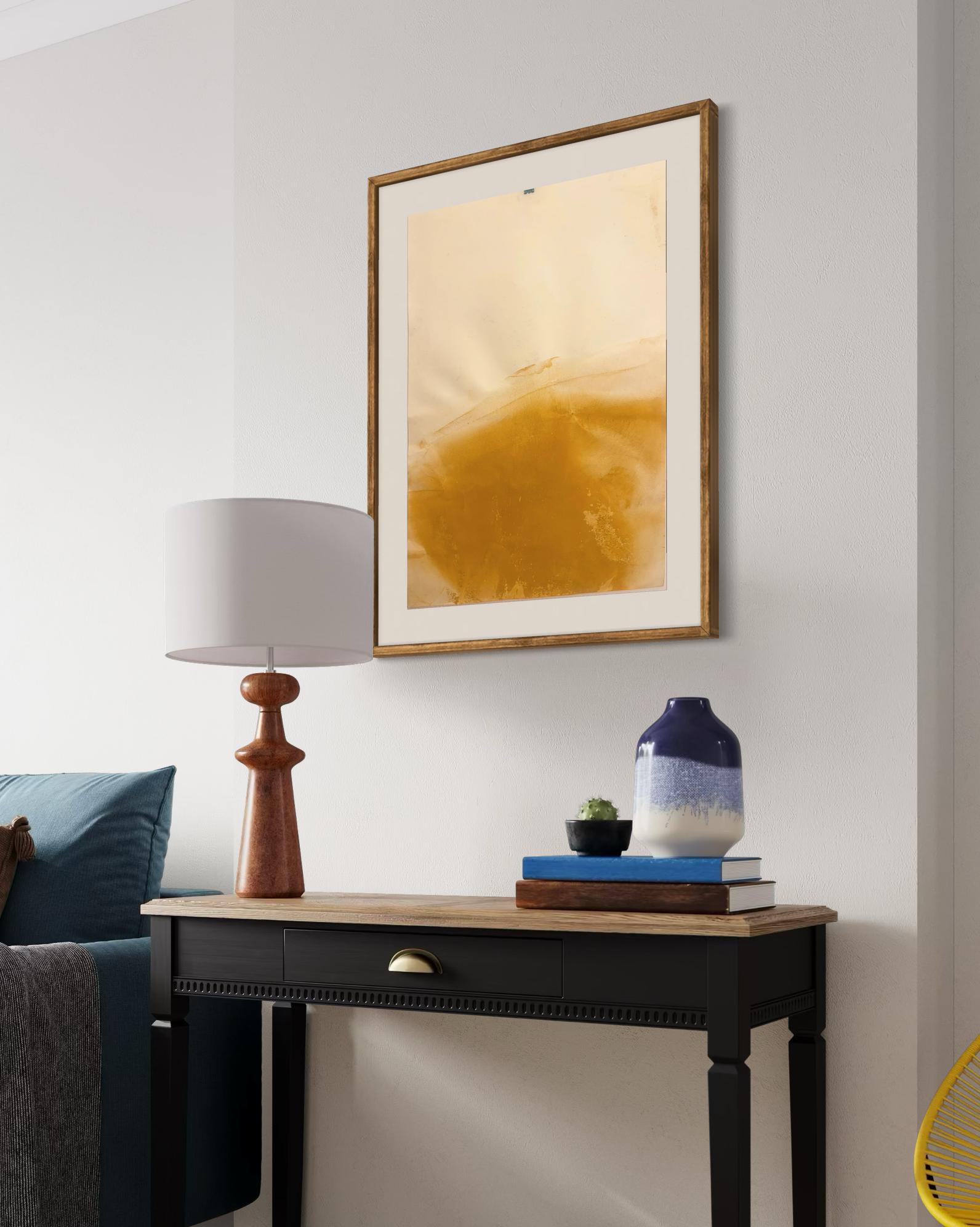 Yellow Landscape Original Abstract Art on Fabriano Paper 50x70 cm 2024 For Sale 9