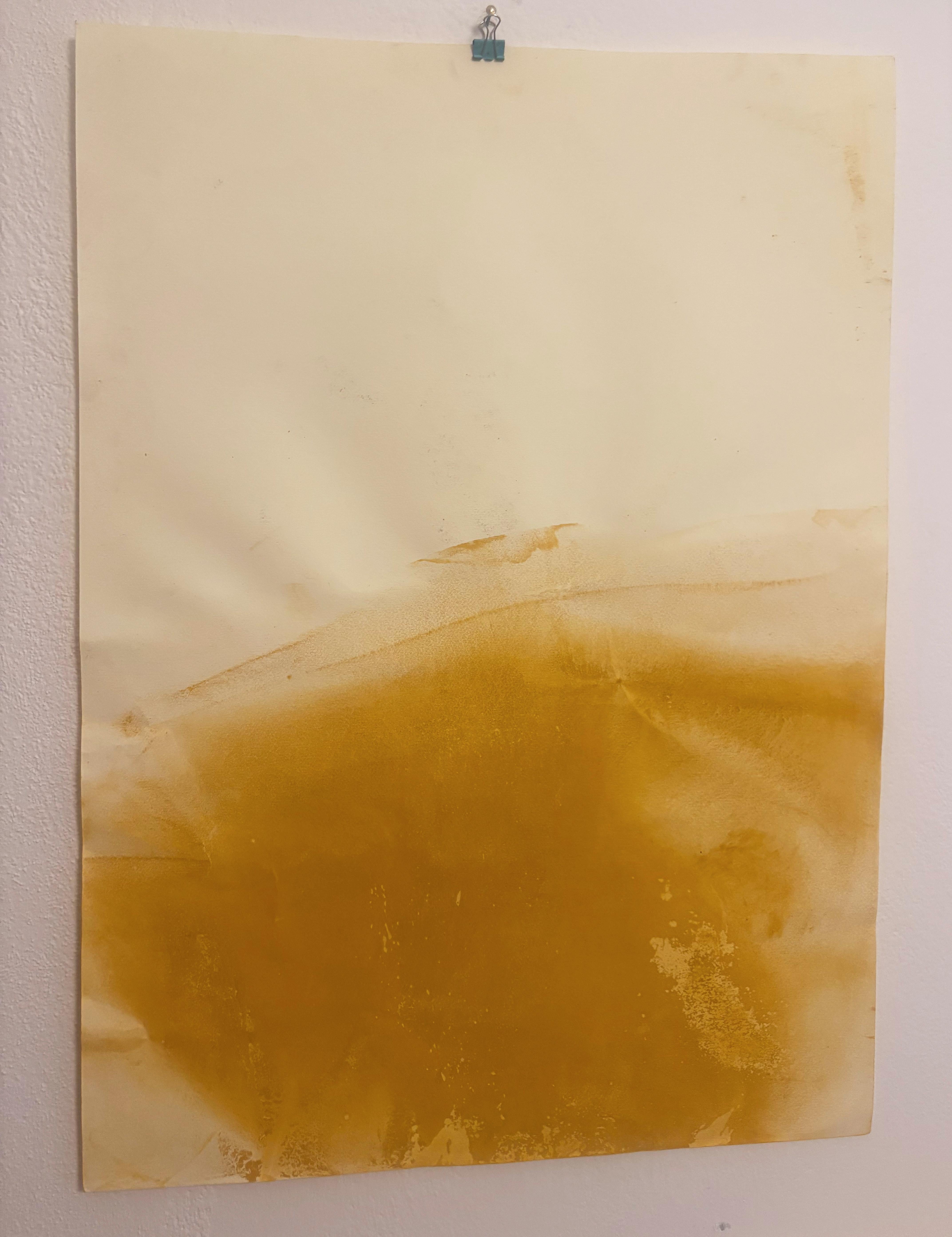 YellowLandscape is a unique, non-reproducible artwork created in 2024 using pure pigment on Fabriano Elle paper (50 × 70 cm).
This one-of-a-kind abstract composition features warm layered tones that evoke natural landscapes and inner