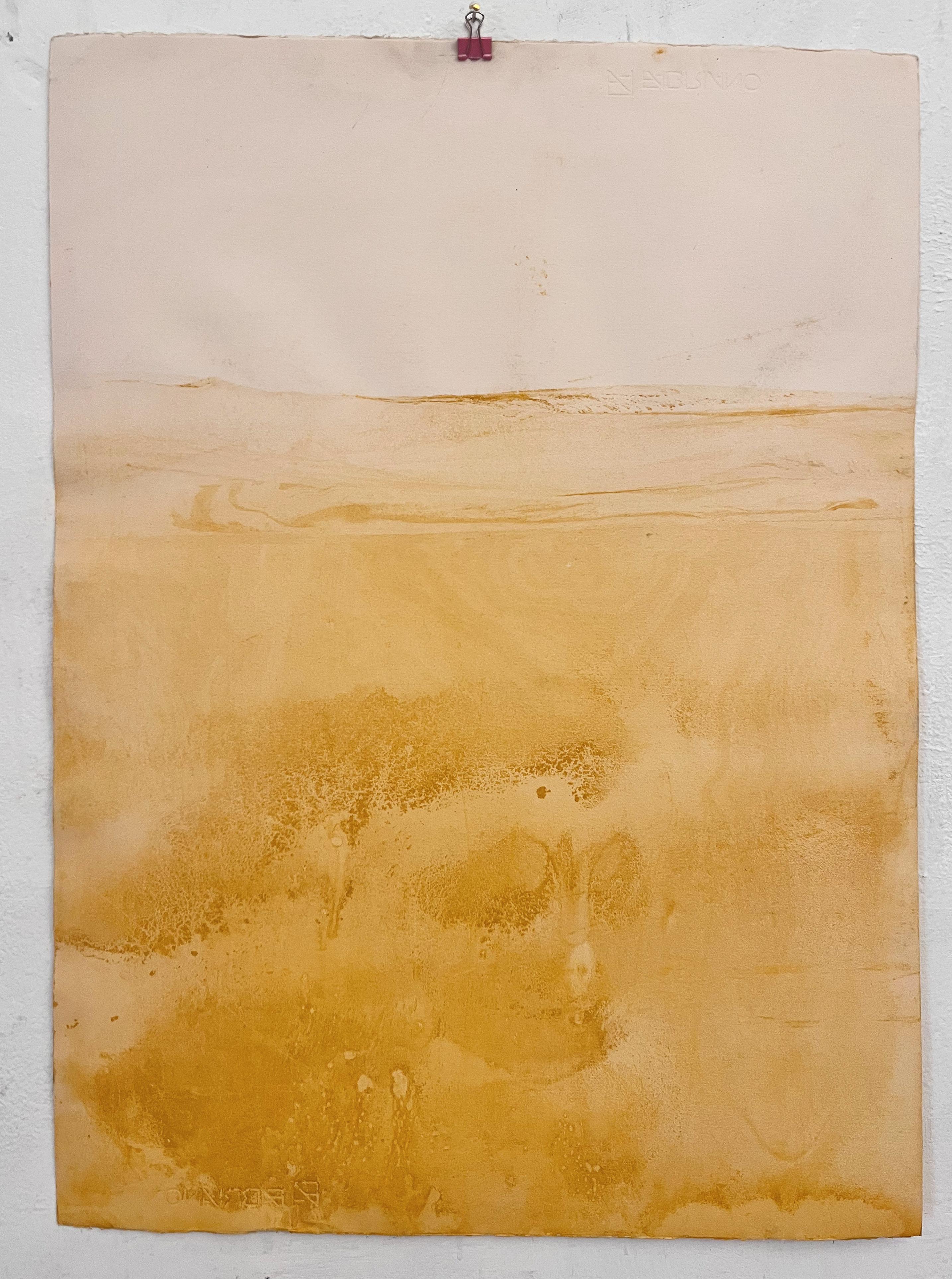 Paesaggio giallo, Arte originale su carta , Pezzo unico - Painting di Marilina Marchica