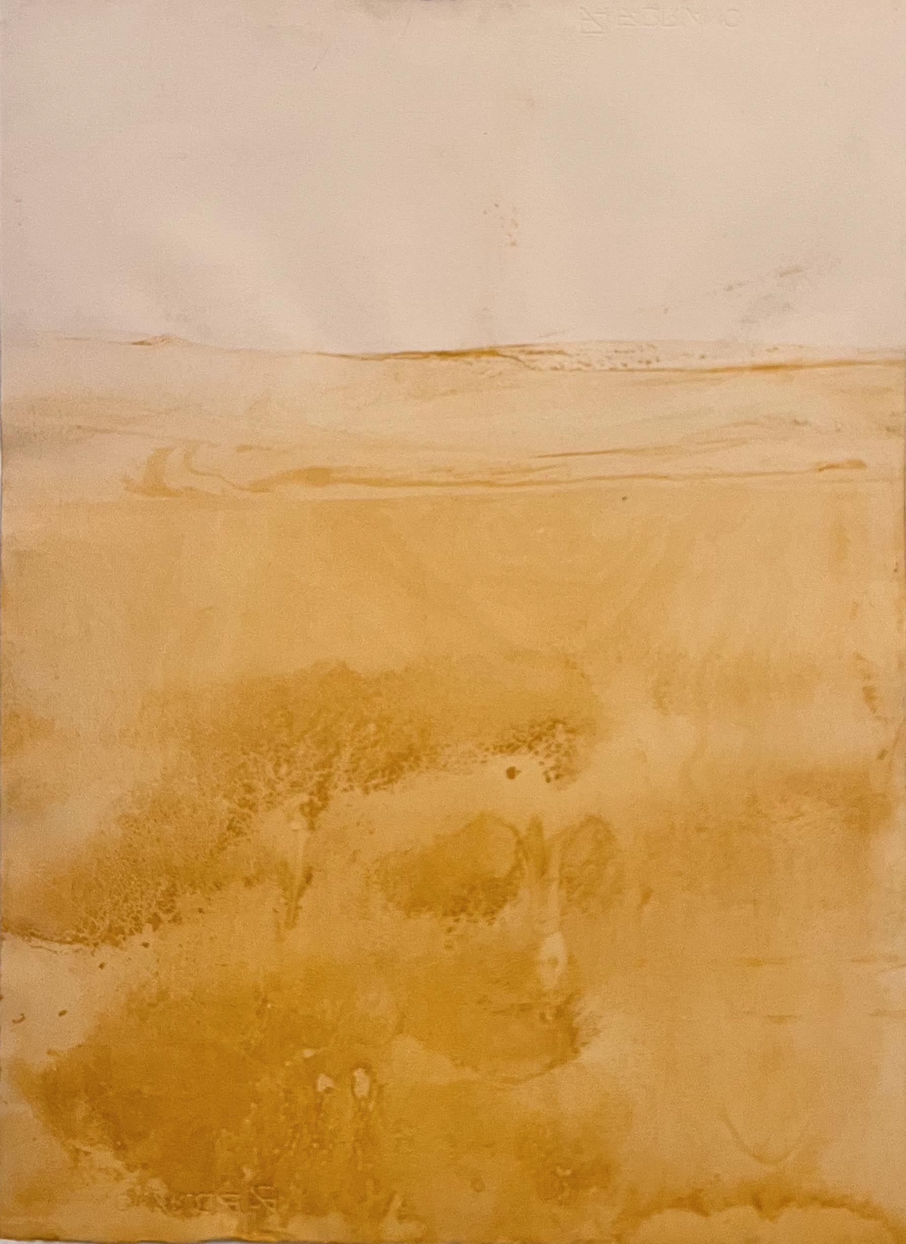 Paisaje Amarillo, Arte original sobre papel , Único en su género - Painting Contemporáneo de Marilina Marchica