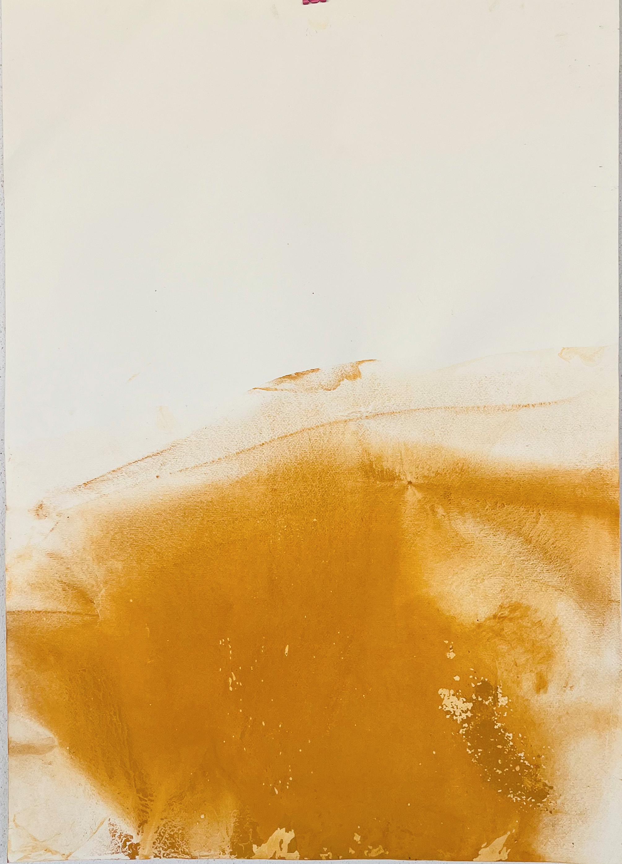 Paisaje Amarillo, Arte original sobre papel , Único en su género - Landscape Painting Beige de Marilina Marchica