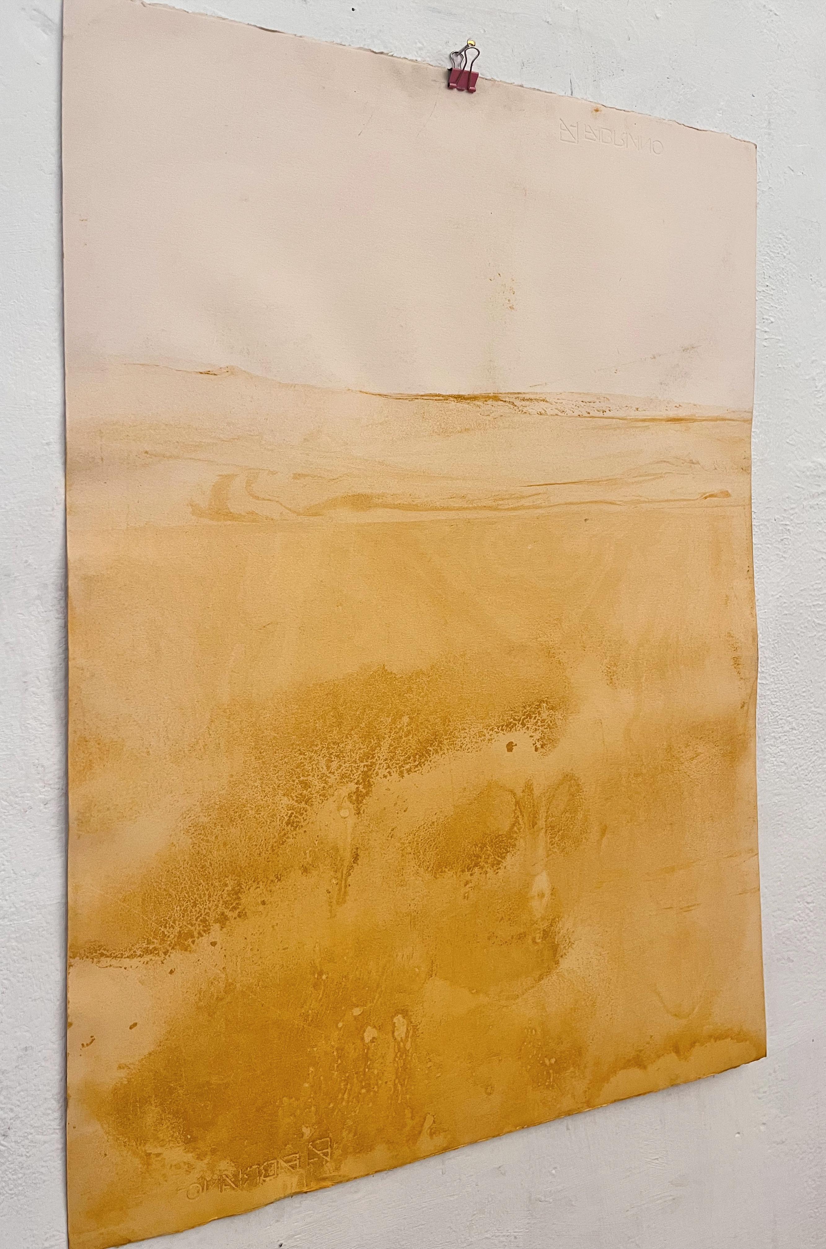 Yellow Landscape, Original Art on Paper , One of a kind For Sale 2