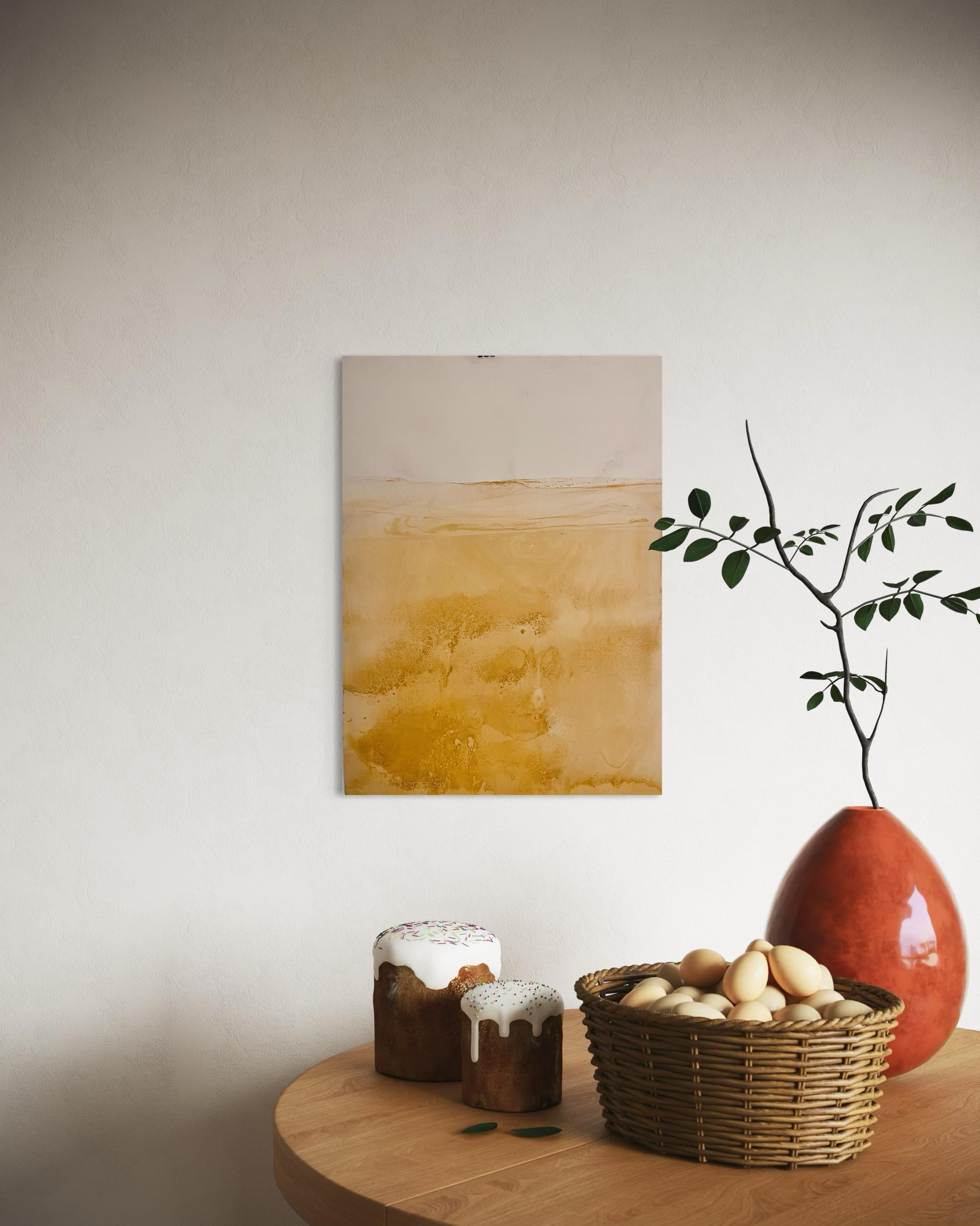Paisaje Amarillo, Arte original sobre papel , Único en su género 5