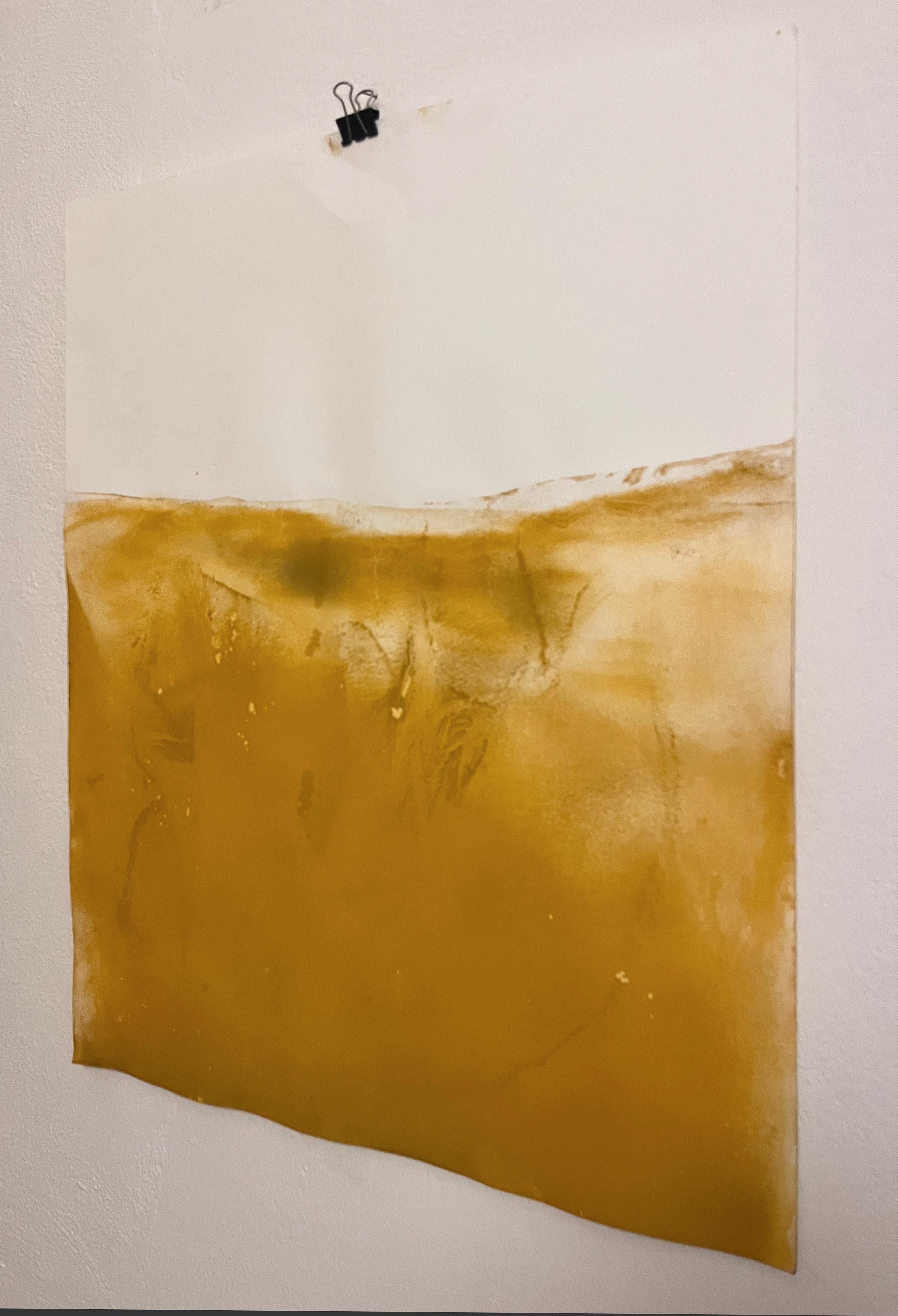 Paisaje Amarillo, Obra de Arte Original sobre Papel , Único en su género-tamaño grande - Painting de Marilina Marchica