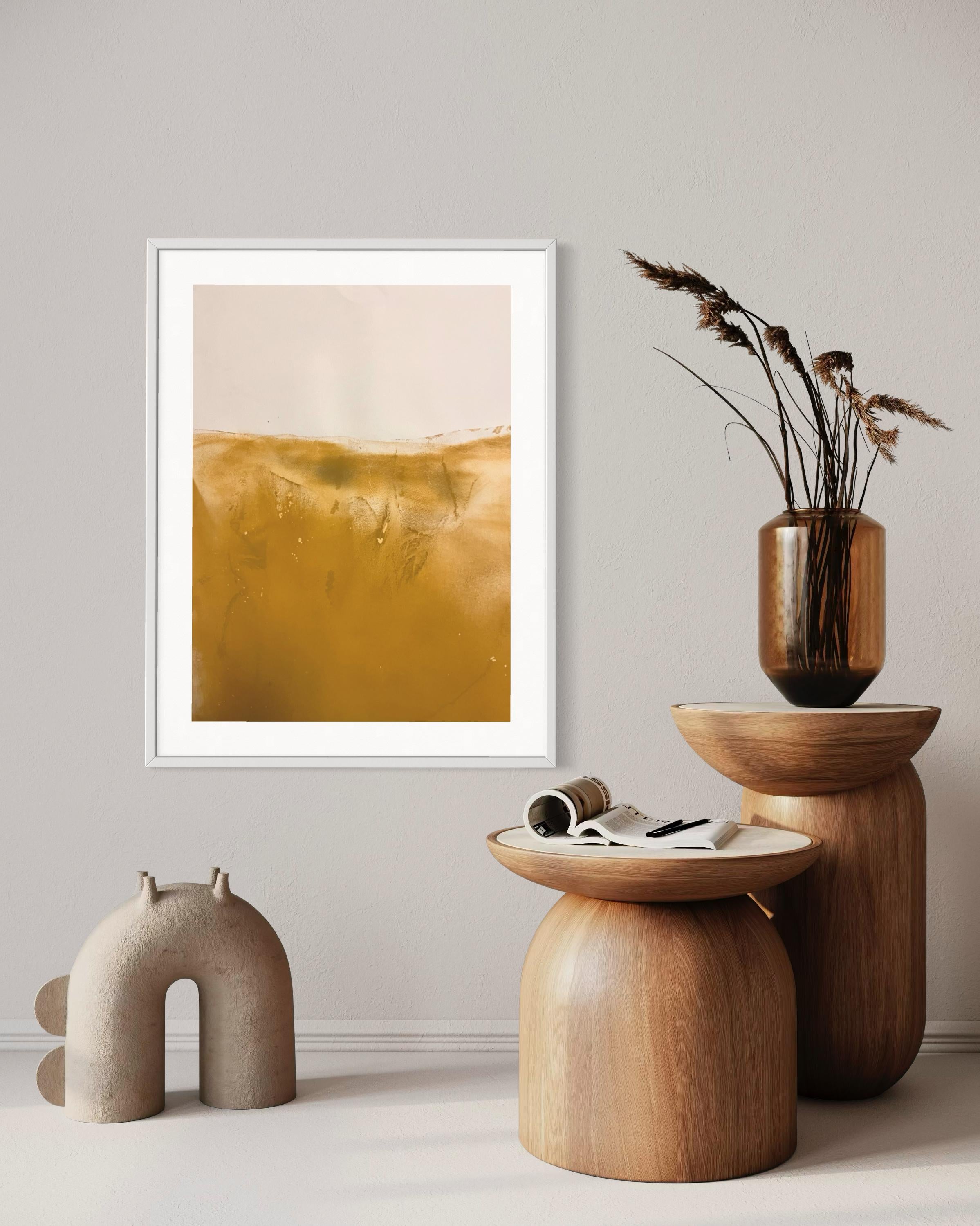 Paisaje Amarillo, Obra de Arte Original sobre Papel , Único en su género-tamaño grande en venta 2