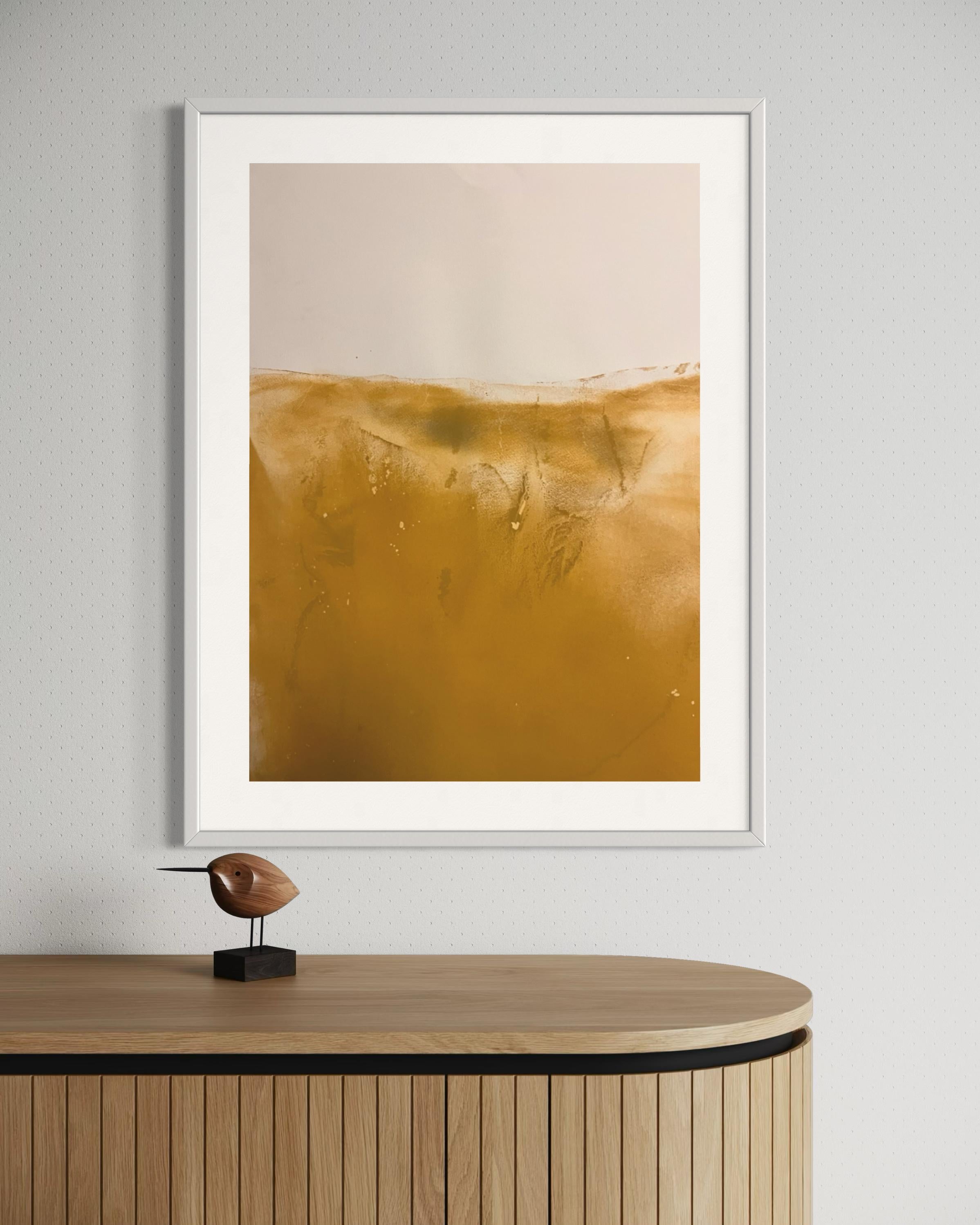 Paisaje Amarillo, Obra de Arte Original sobre Papel , Único en su género-tamaño grande en venta 3