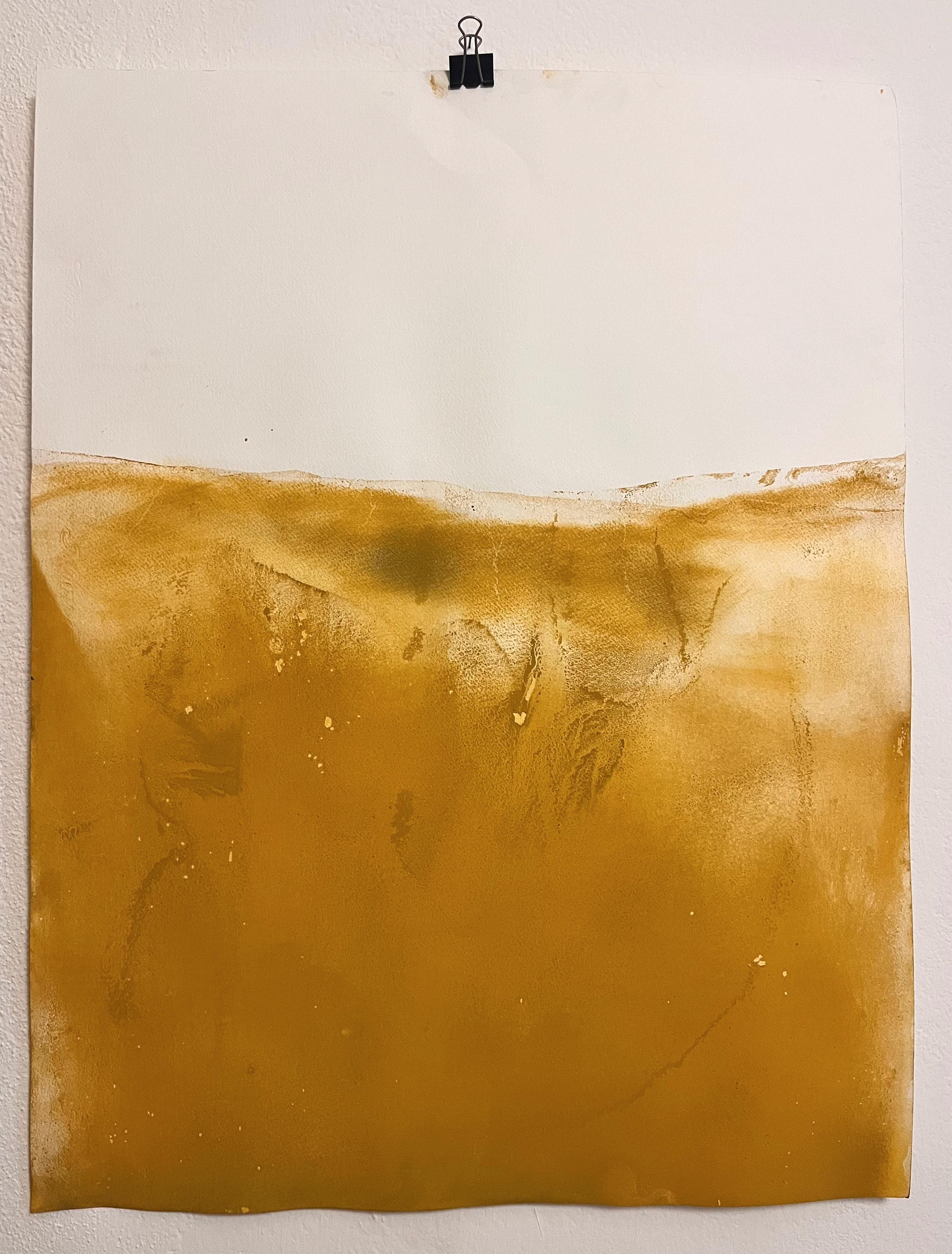 Paisaje Amarillo, Obra de Arte Original sobre Papel , Único en su género-tamaño grande en venta 4