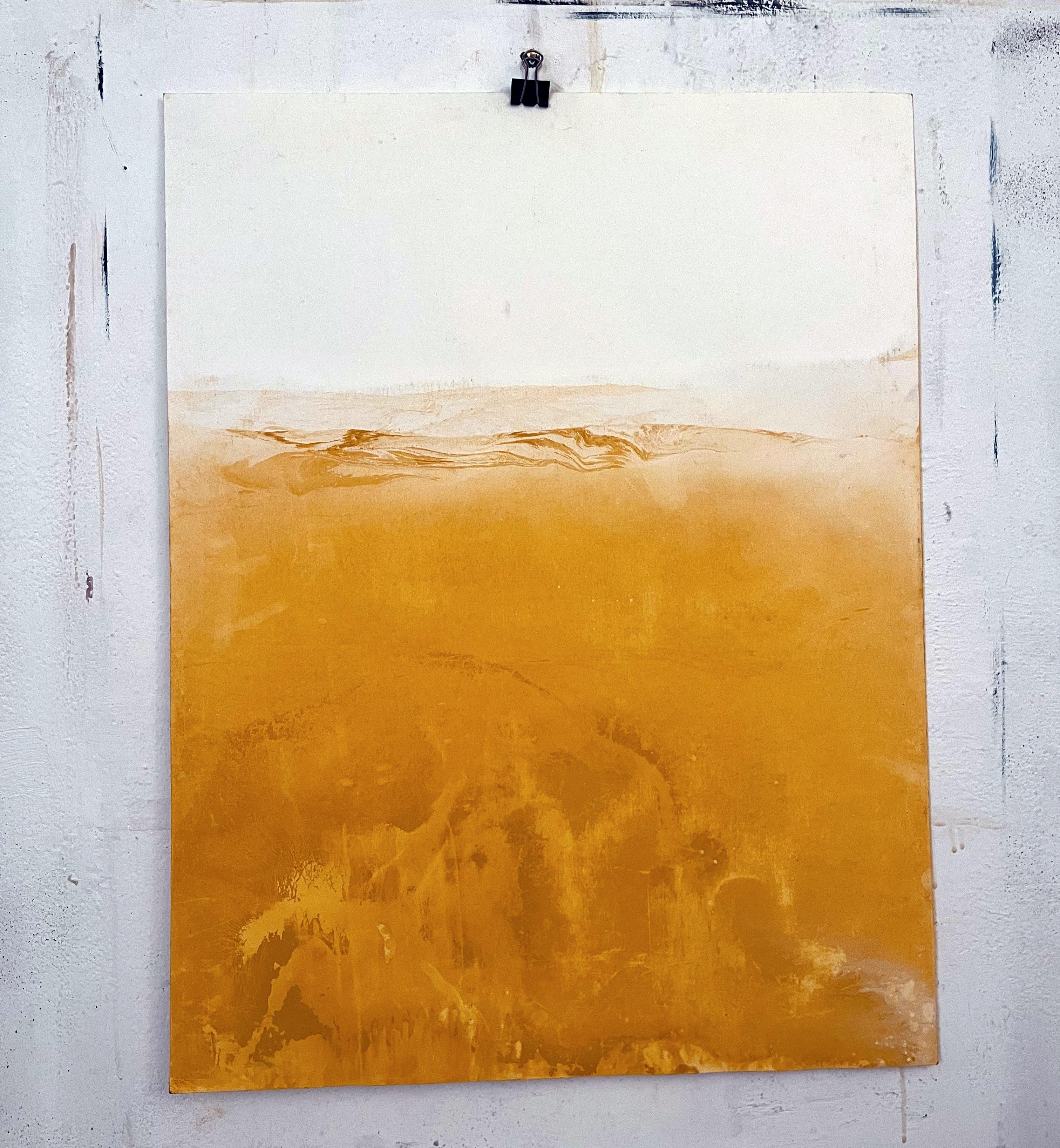 Paisaje amarillo Dibujo original hecho en Italia - Painting de Marilina Marchica