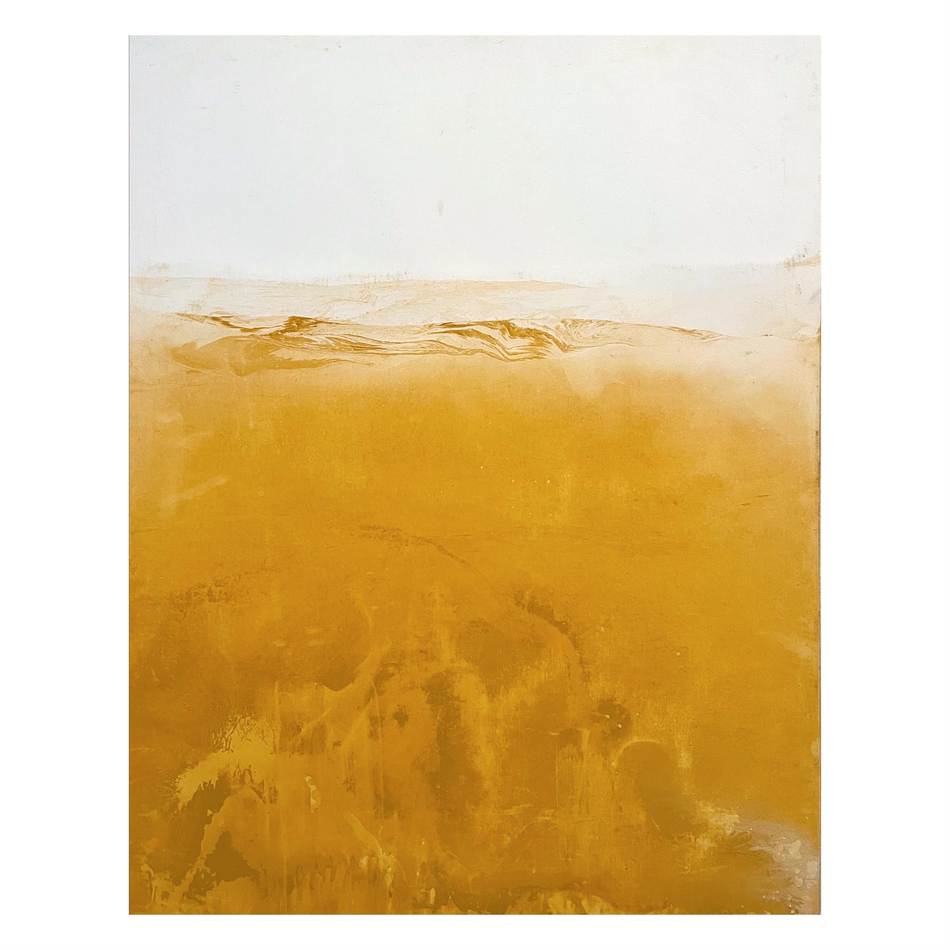 Marilina Marchica Landscape Art – Gelbe Landschaft, Originalzeichnung, hergestellt in Italien