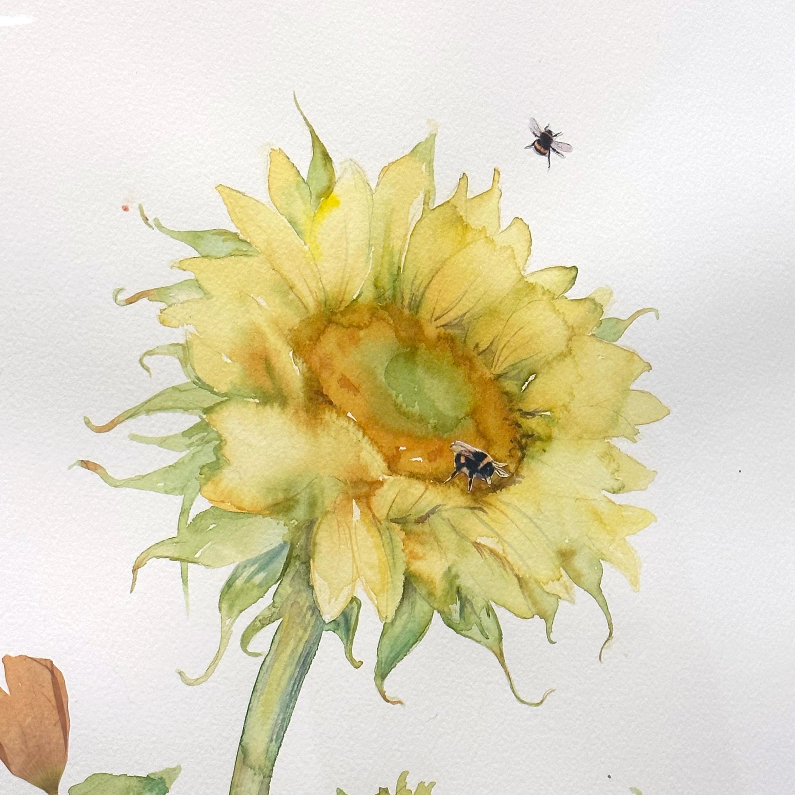 « Face the Sun » de Marilla Palmer, fleurs pressées et supports mixtes sur papier en vente 1
