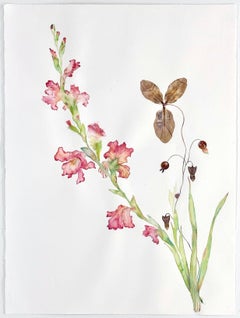 Marilla Palmer "Giotto's Pink" Pressed Flowers and Mixed Media on Paper