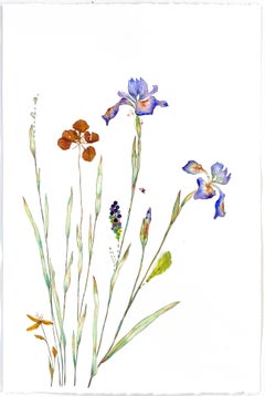 Marilla Palmer "Irises and Sequins" Mixed Media on Paper