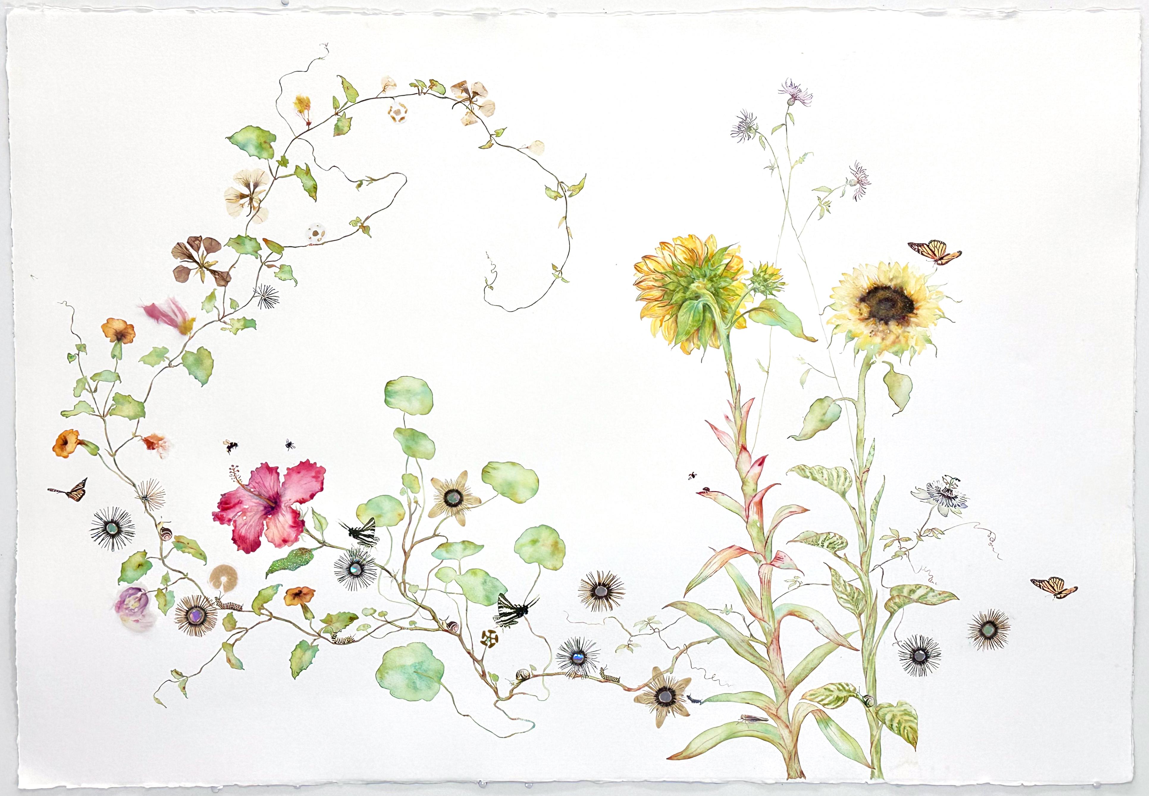 Marilla Palmer "Love in the Anthropocene" Pressed Flowers & Mixed Media on Paper