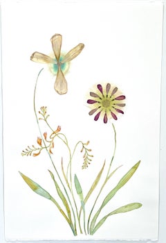 Marilla Palmer "Shine in the Center" - Watercolor and Pressed Flowers on Paper