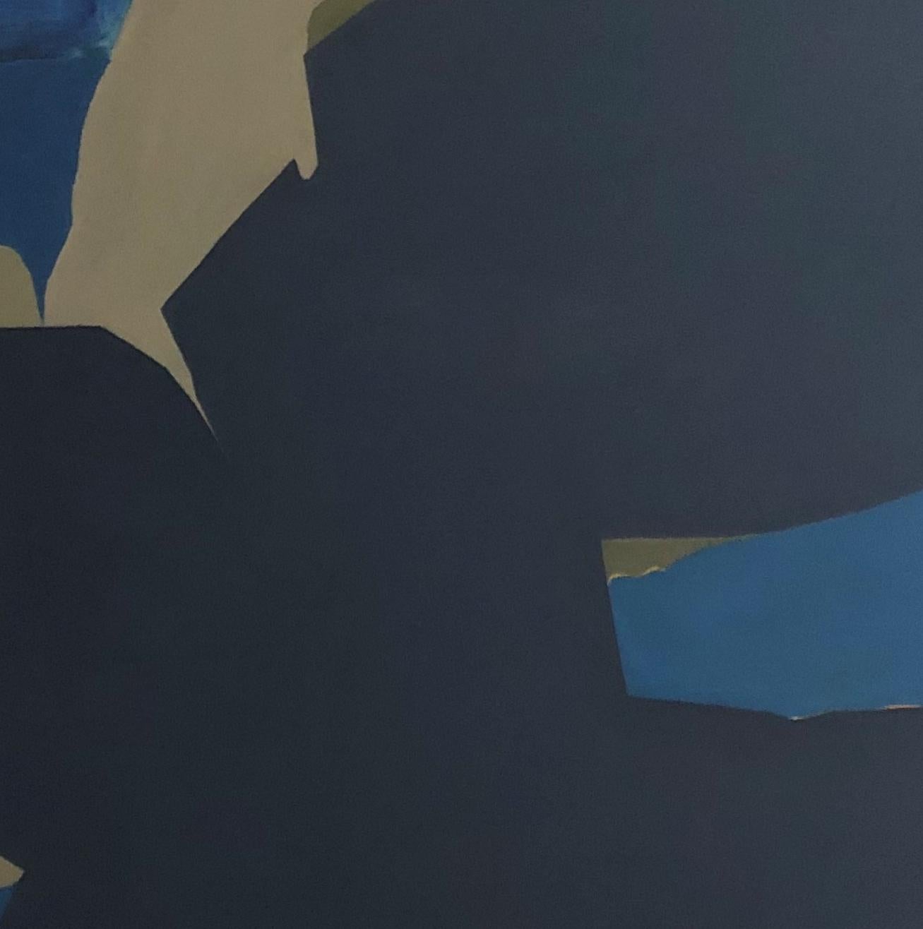 Blues Overlapping Orange  47 x 47 Abstract Art  Bold Colors $4400  Geometric For Sale 3