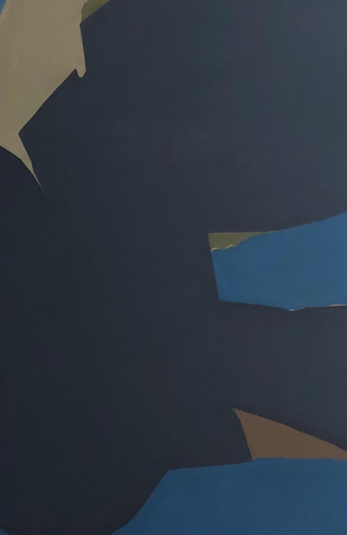 Blues Overlapping Orange  47 x 47 Abstract Art  Bold Colors $4400  Geometric For Sale 5