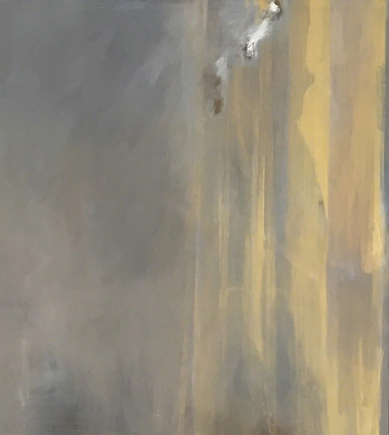 Oro liquido su tela grigia  Arte astratta  Calmante lunatico  54 x 48 $6600 - Abstract Painting Marrone di Marilyn Biles