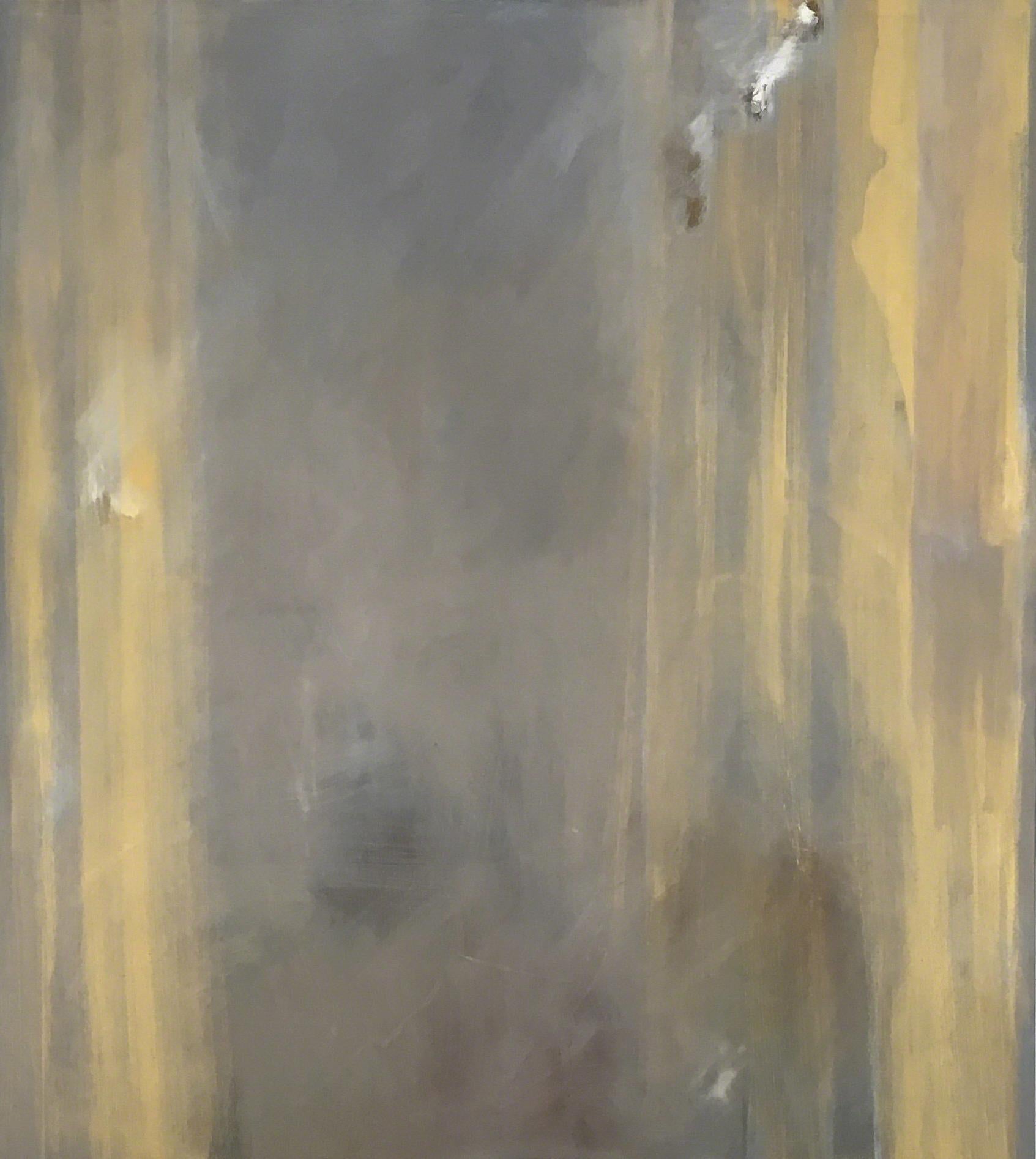 Oro liquido su tela grigia  Arte astratta  Calmante lunatico  54 x 48 $6600 in vendita 1