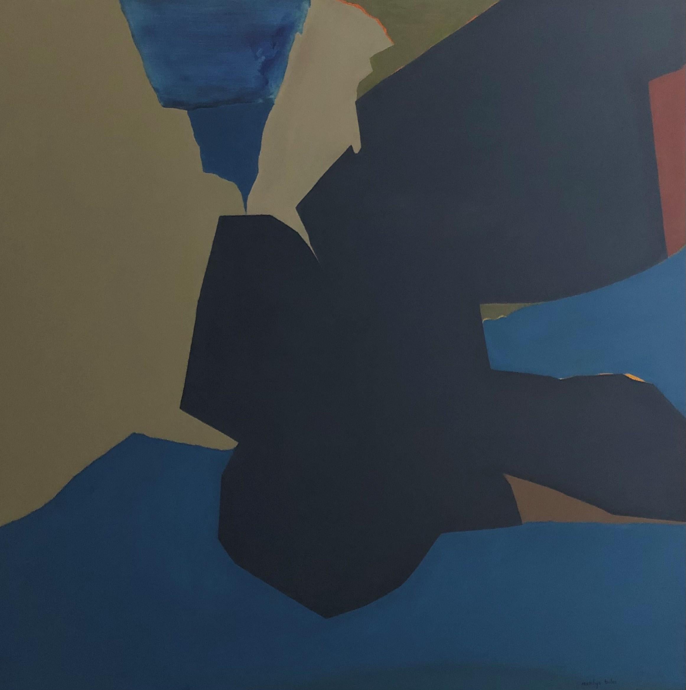 Overlapping Blue w/ Orange 47 x 47 Abstract Art  Bold Colors $4400  Shapes For Sale 8