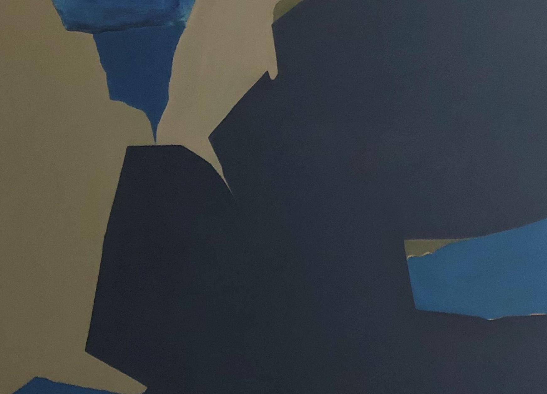 Overlapping Blue w/ Orange 47 x 47 Abstract Art  Bold Colors $4400  Shapes For Sale 1