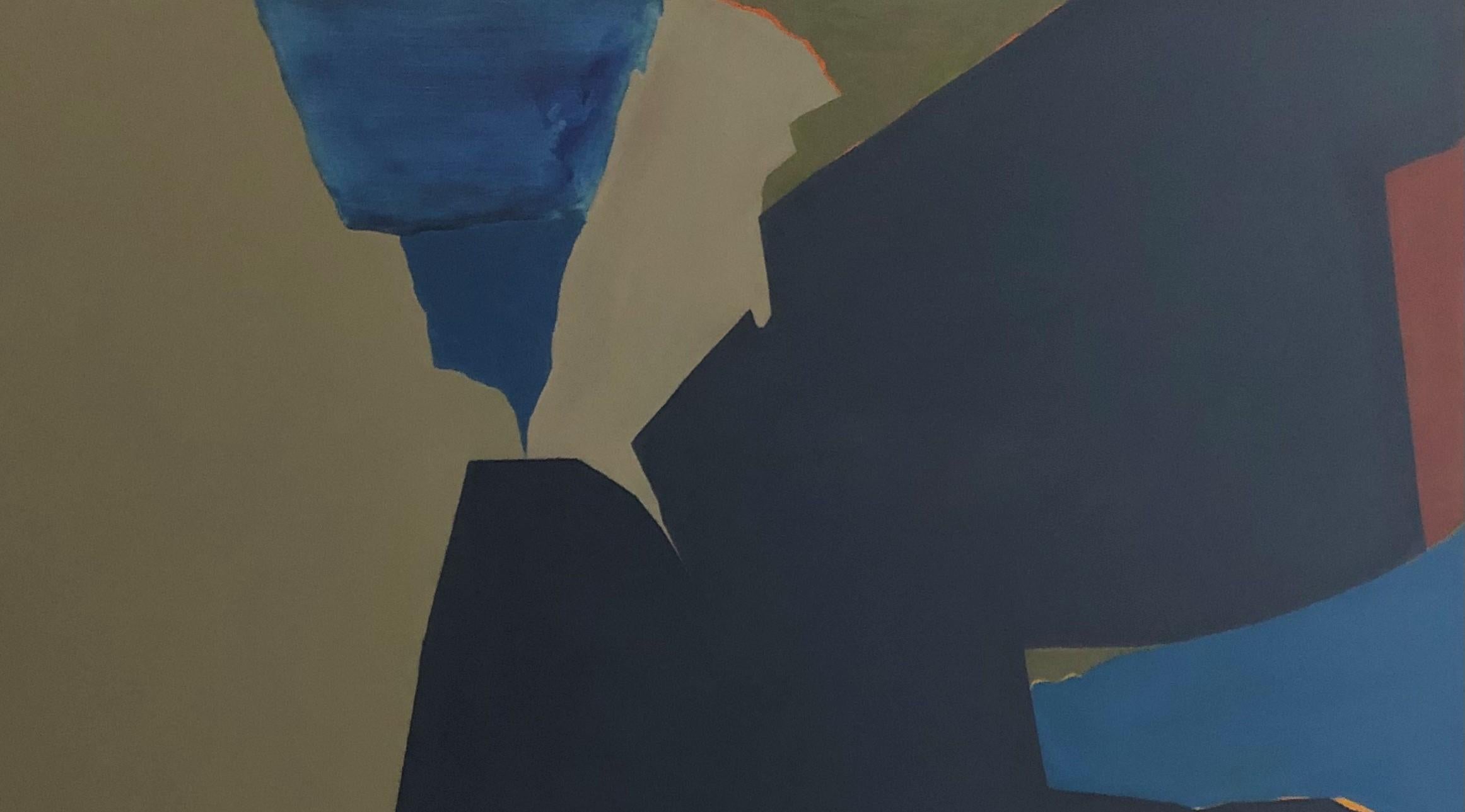 Overlapping Blue w/ Orange 47 x 47 Abstract Art  Bold Colors $4400  Shapes For Sale 3