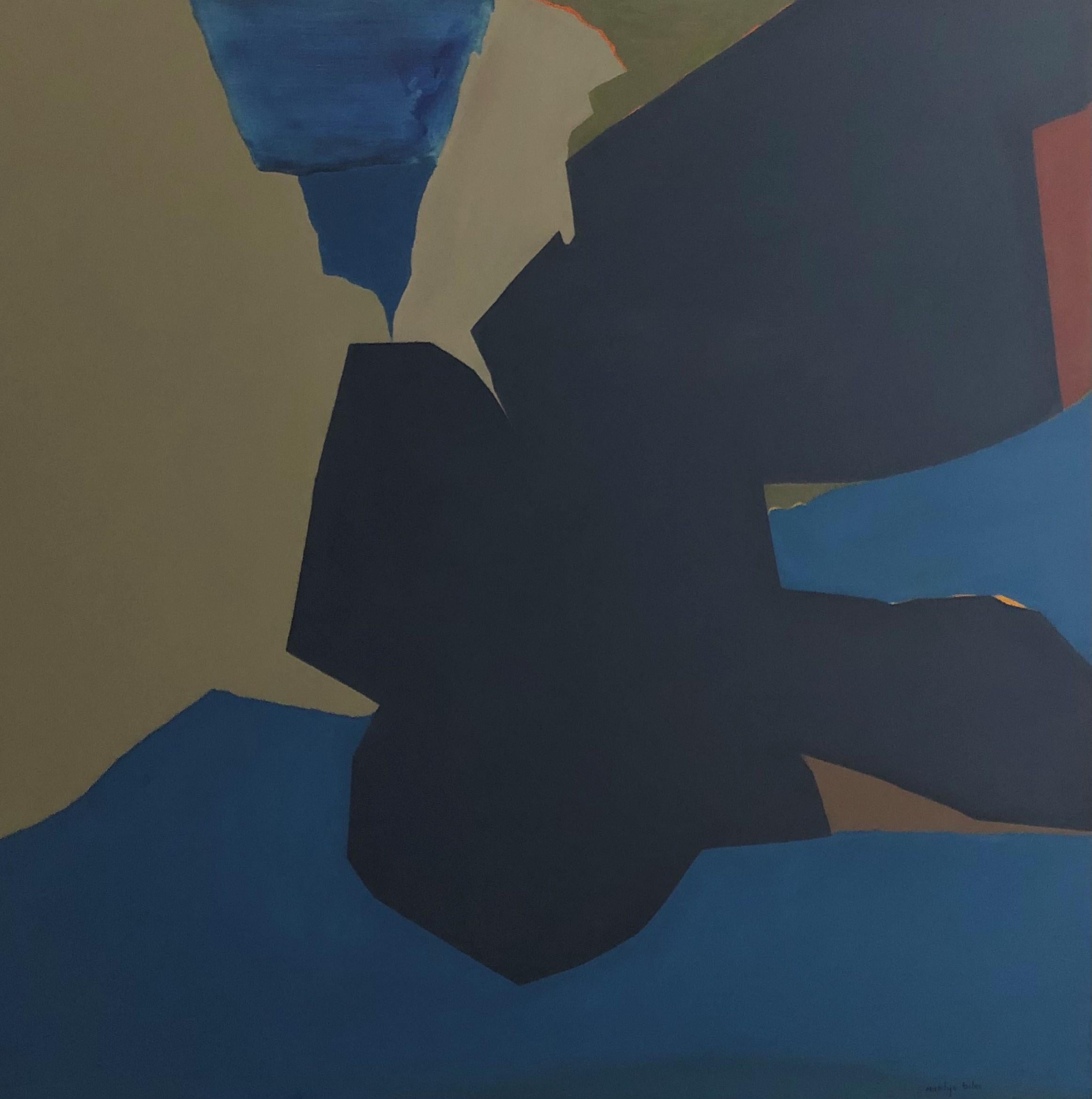 Overlapping Blue w/ Orange 47 x 47 Abstract Art  Bold Colors $4400  Shapes For Sale 5