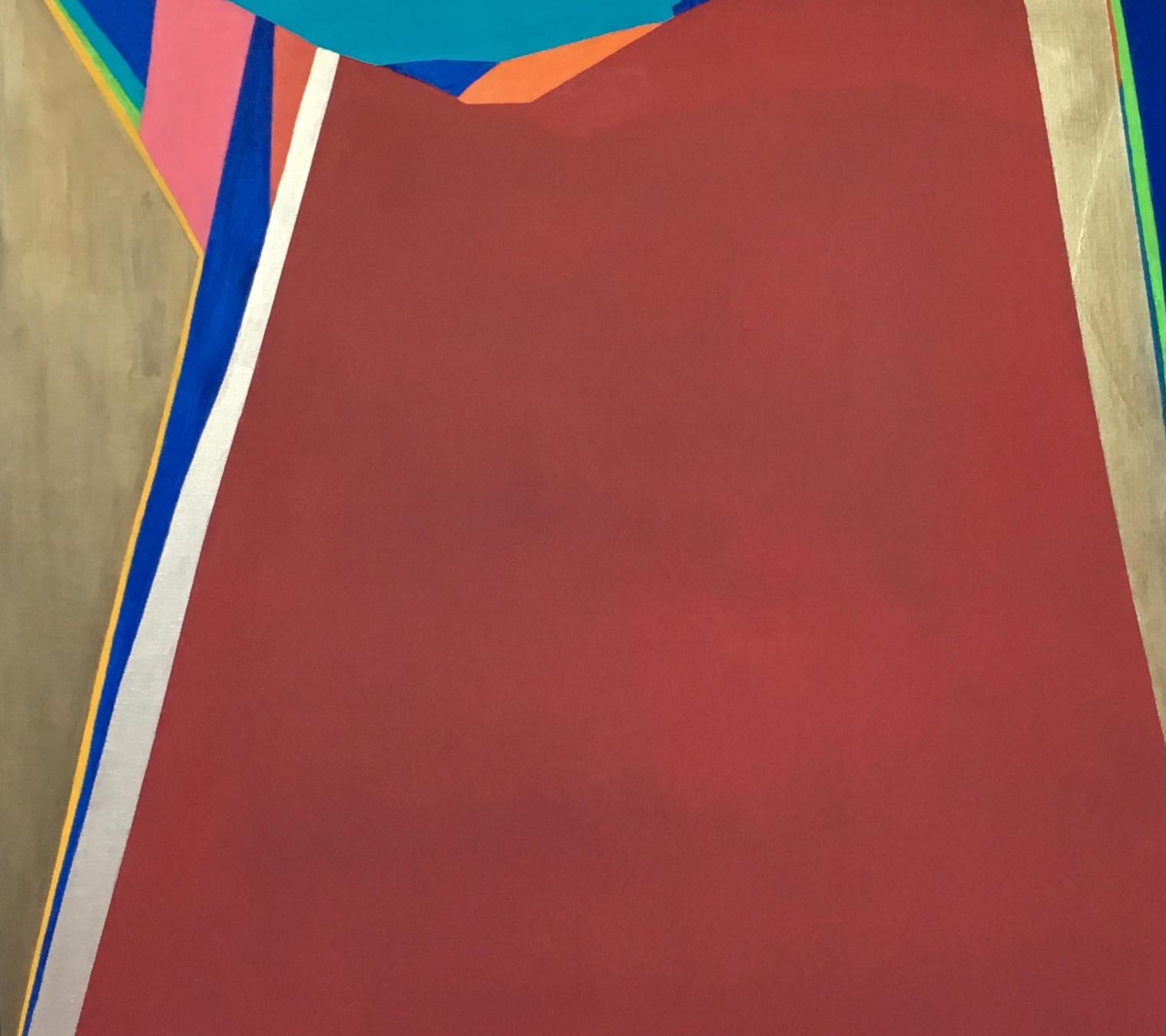 Remembering Erfolg 48x48  Öl auf Leinwand Abstrakte Kunst   Red Texas Künstler – Painting von Marilyn Biles