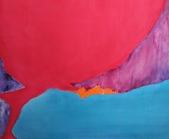 Vintage Shangri-La	48”x48”  Oil on Canvas Abstract Art Bold Colors Red Shapes