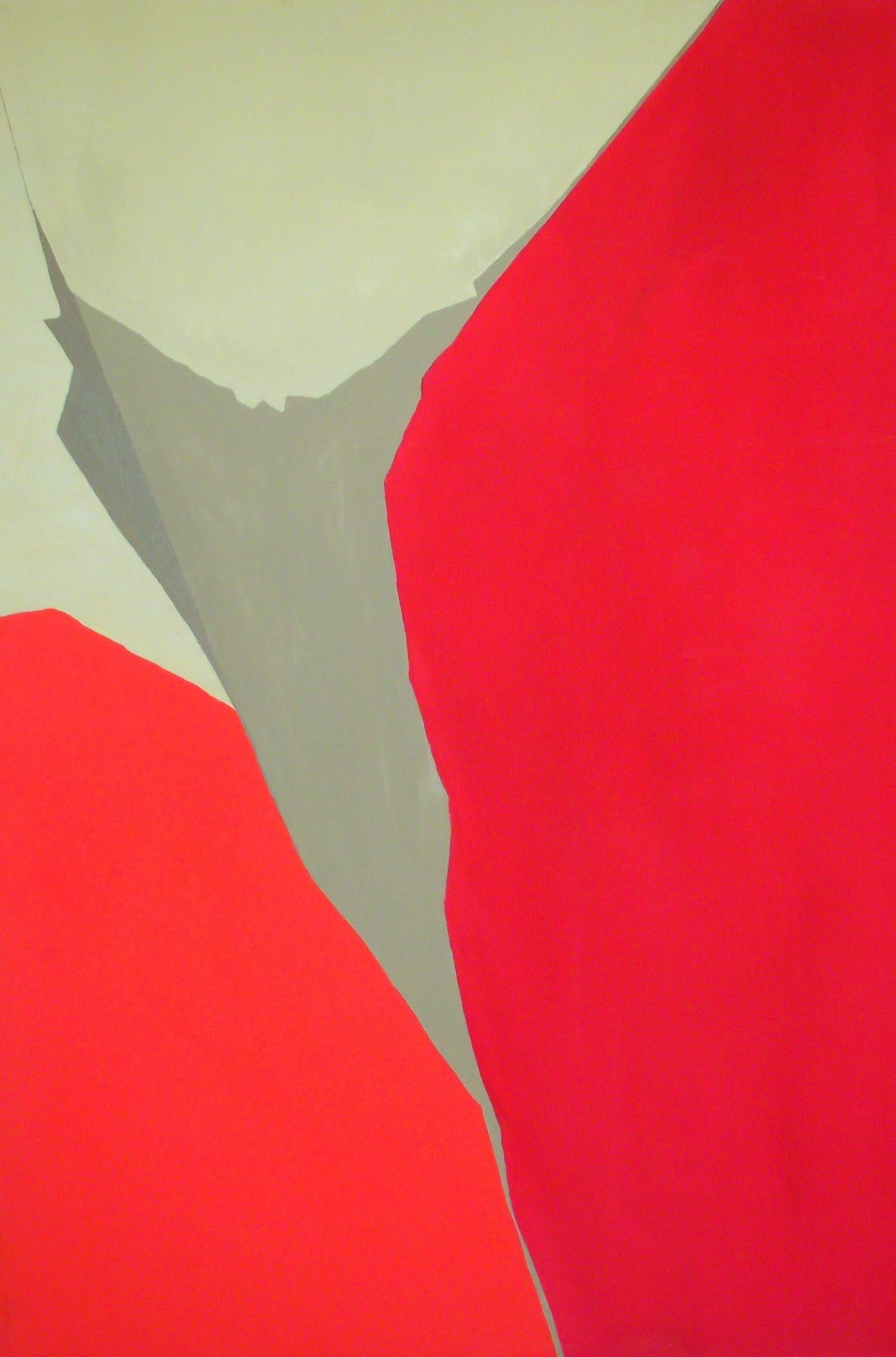 Untitled Red 	54”x48”.   Oil/canvas  Abstract Art  Shapes Inner Feelings  Bold - Painting by Marilyn Biles