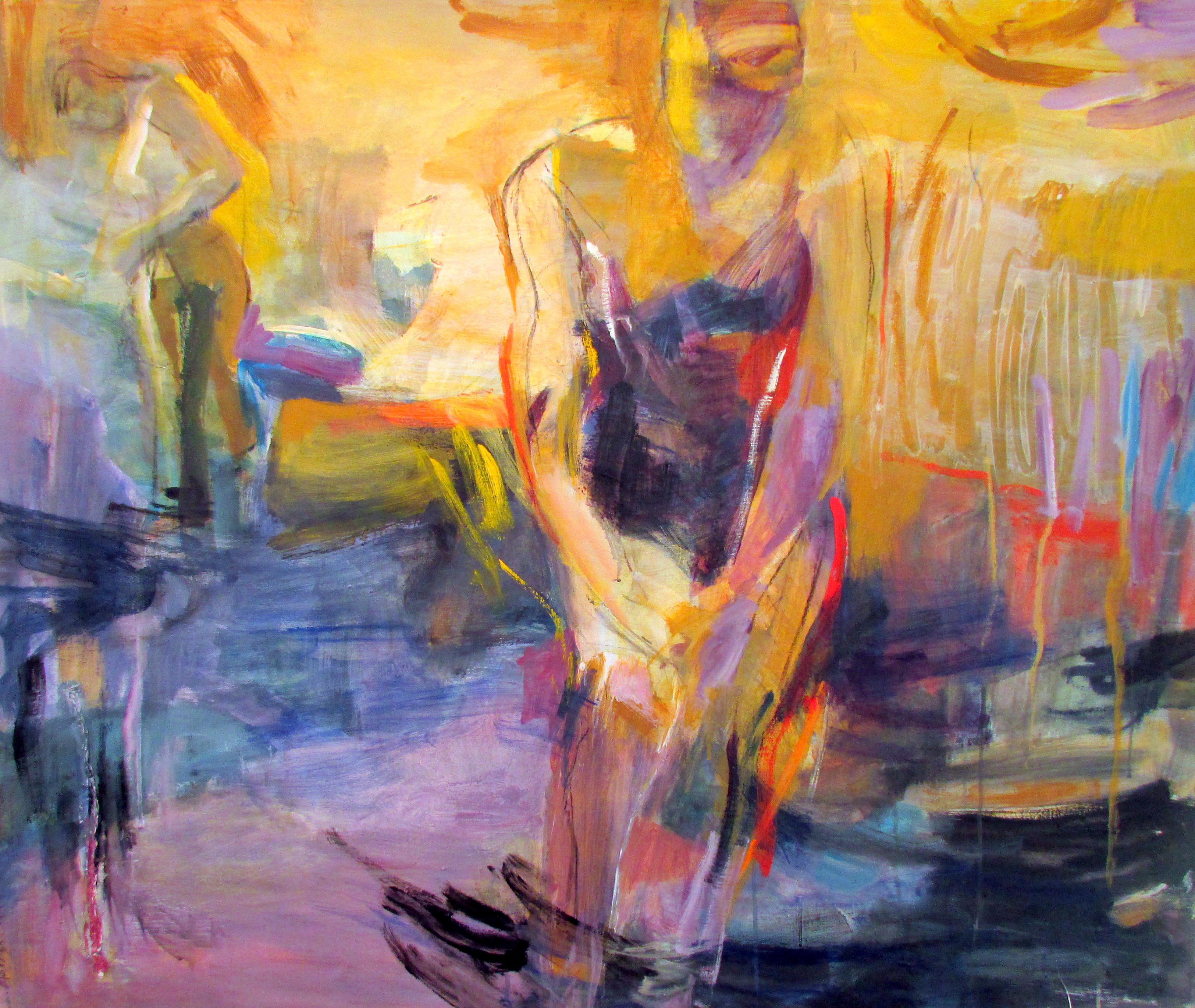 Marilyn Church Figurative Painting - Vibrations, abstract figure painting 