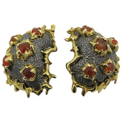Marilyn Cooperman Carnelian, Gold and Silver Earrings