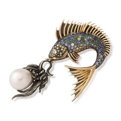 Marilyn Cooperman Fish Lunching On A Pearl Brooch