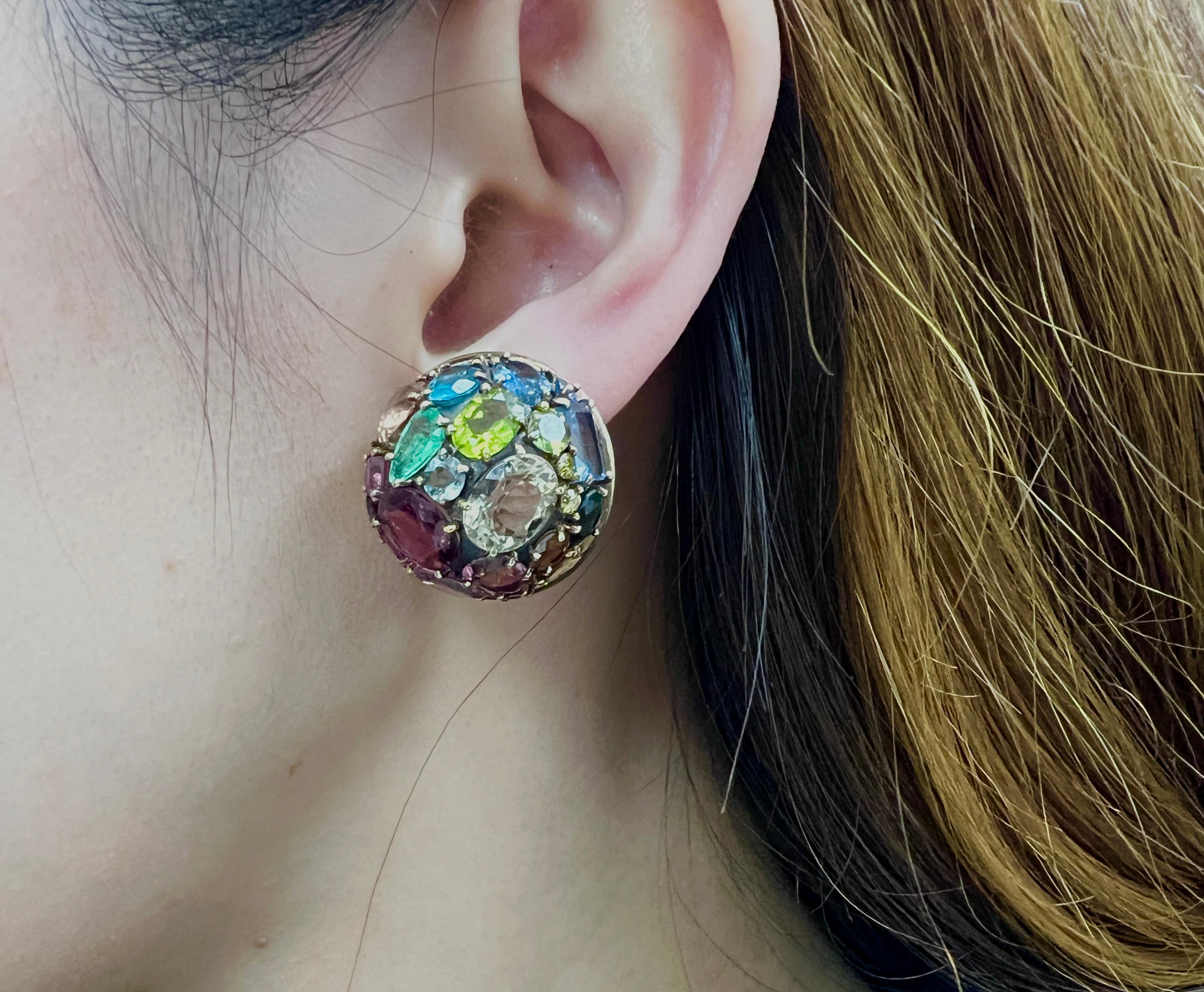 Marilyn Cooperman Gem Set Earrings For Sale 1
