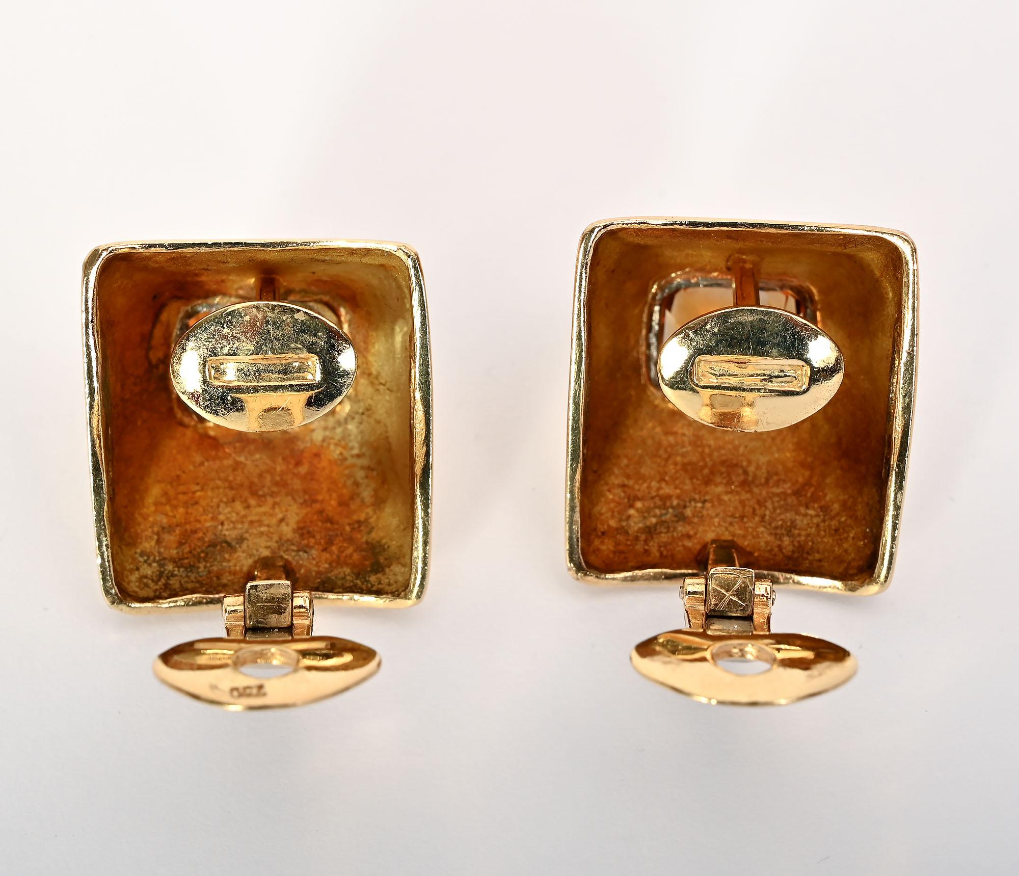 Marilyn Cooperman Gold and Citrine Earrings In Excellent Condition For Sale In Darnestown, MD