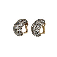 Boucles d'oreilles Marilyn Cooperman en or, argent, saphir blanc et diamant