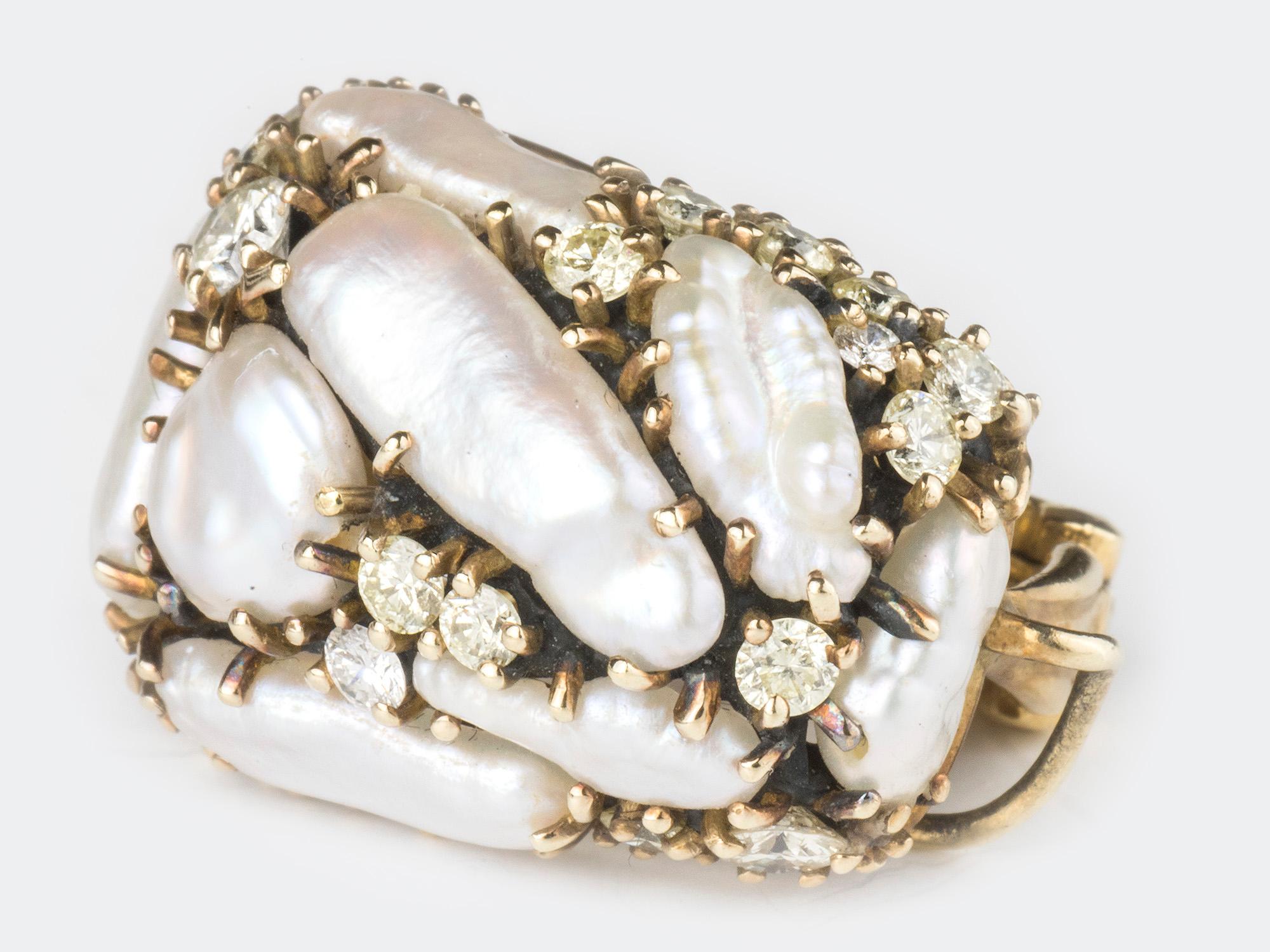 Marilyn Cooperman Boucles d'oreilles jour et nuit Keshi en perles et diamants Pour femmes en vente