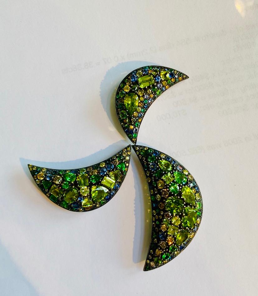 Marilyn Cooperman Peridot Slice Pins- Full Set of Three In Excellent Condition For Sale In Bal Harbour, FL