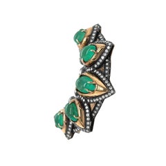 MARILYN COOPERMAN Yellow Gold, Silver, Emerald and Diamond Brooch