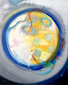 "Glass Paradiso" in yellows, blues and silver, explores deep space
