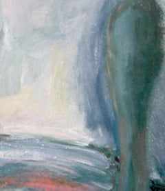 "Narcissus", landscape painting in soft greens and blues