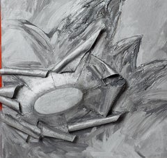 "Turbine", painted in silvery metallic aluminum and fiery oranges