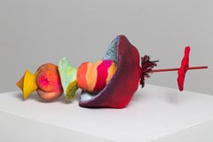 "Moroccan Woman" sculpture in hot pinks and oranges