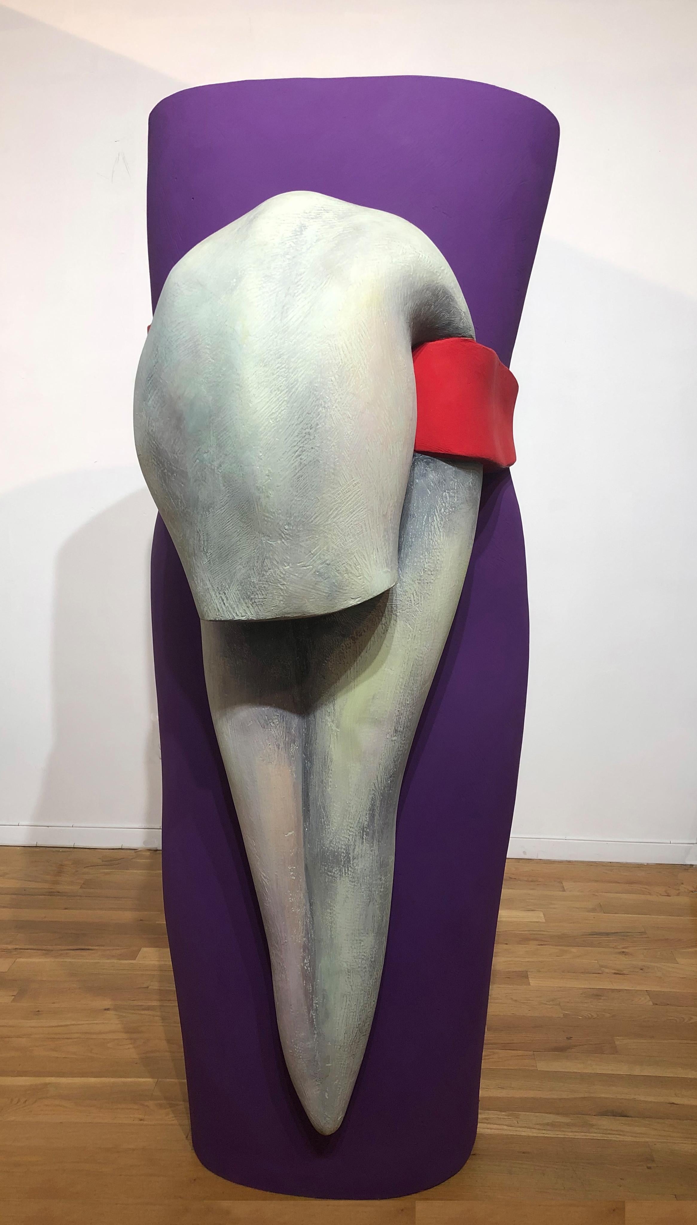 Marilyn Davidson Abstract Sculpture - "Possessed By History" dramatic figures in brilliant violet, red, and pale green