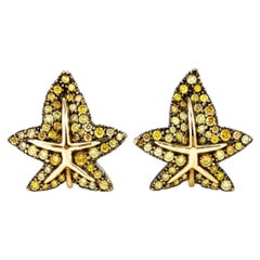 Orecchini di Marilyn F. Cooperman con diamante giallo da 4,10 carati, in argento sterling e oro 18 carati