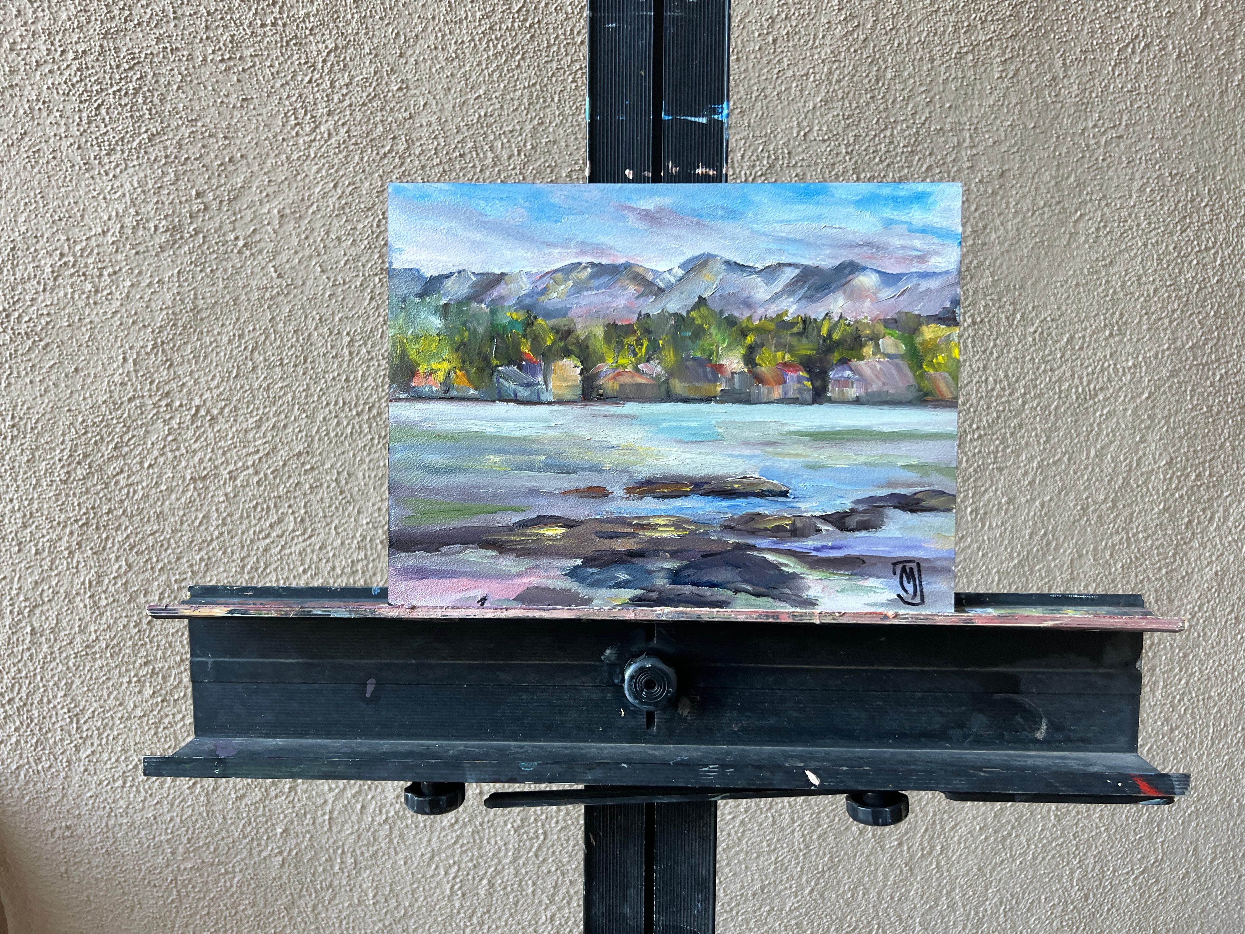 <p>Artist Comments<br>Painted outdoors at Wayfarers Park, artist Marilyn Froggatt pictures a location on Flathead Lake, Montana. The beautiful park near Big Fork sits scenically in view. Painted early in the morning, the eastern sunrise lights up