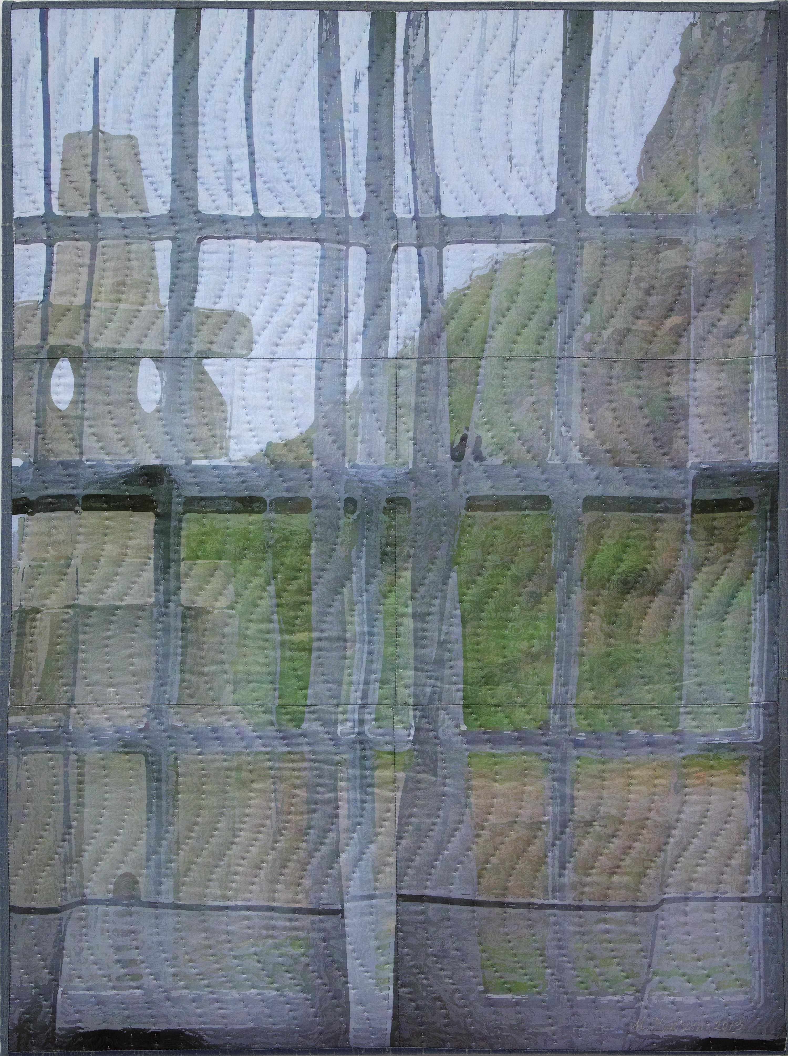 Cape Cornwall Fenster 1335, Mischtechnik auf Leinwand – Mixed Media Art von Marilyn Henrion