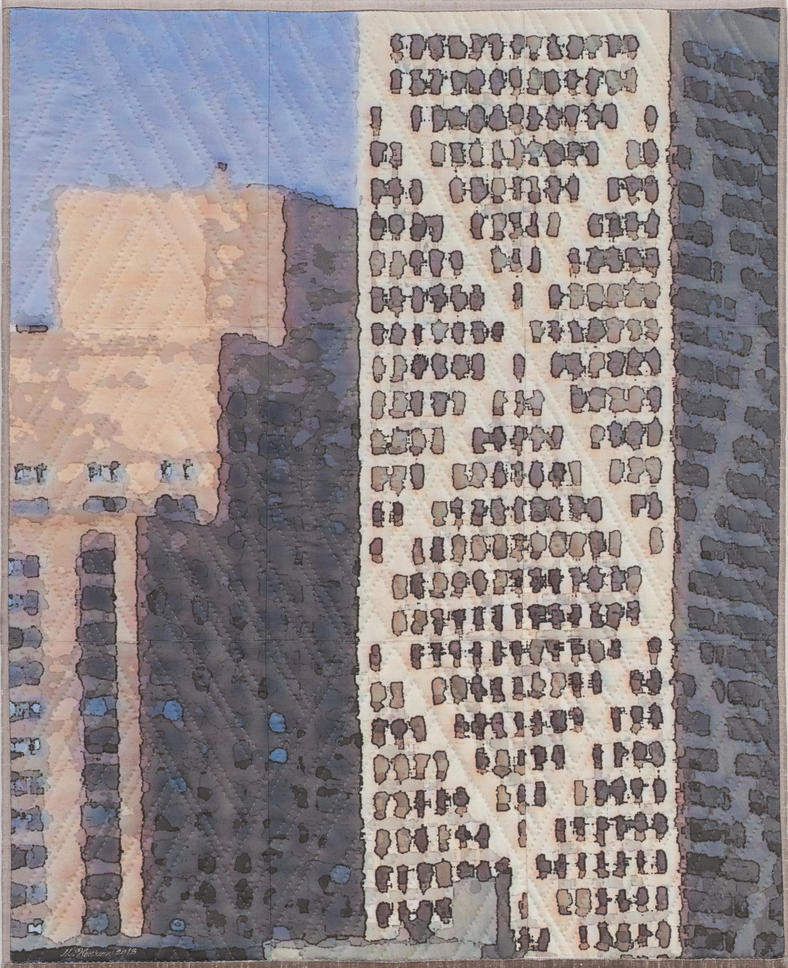 Chicago Windows 1304, tecnica mista su tela - Mixed Media Art di Marilyn Henrion