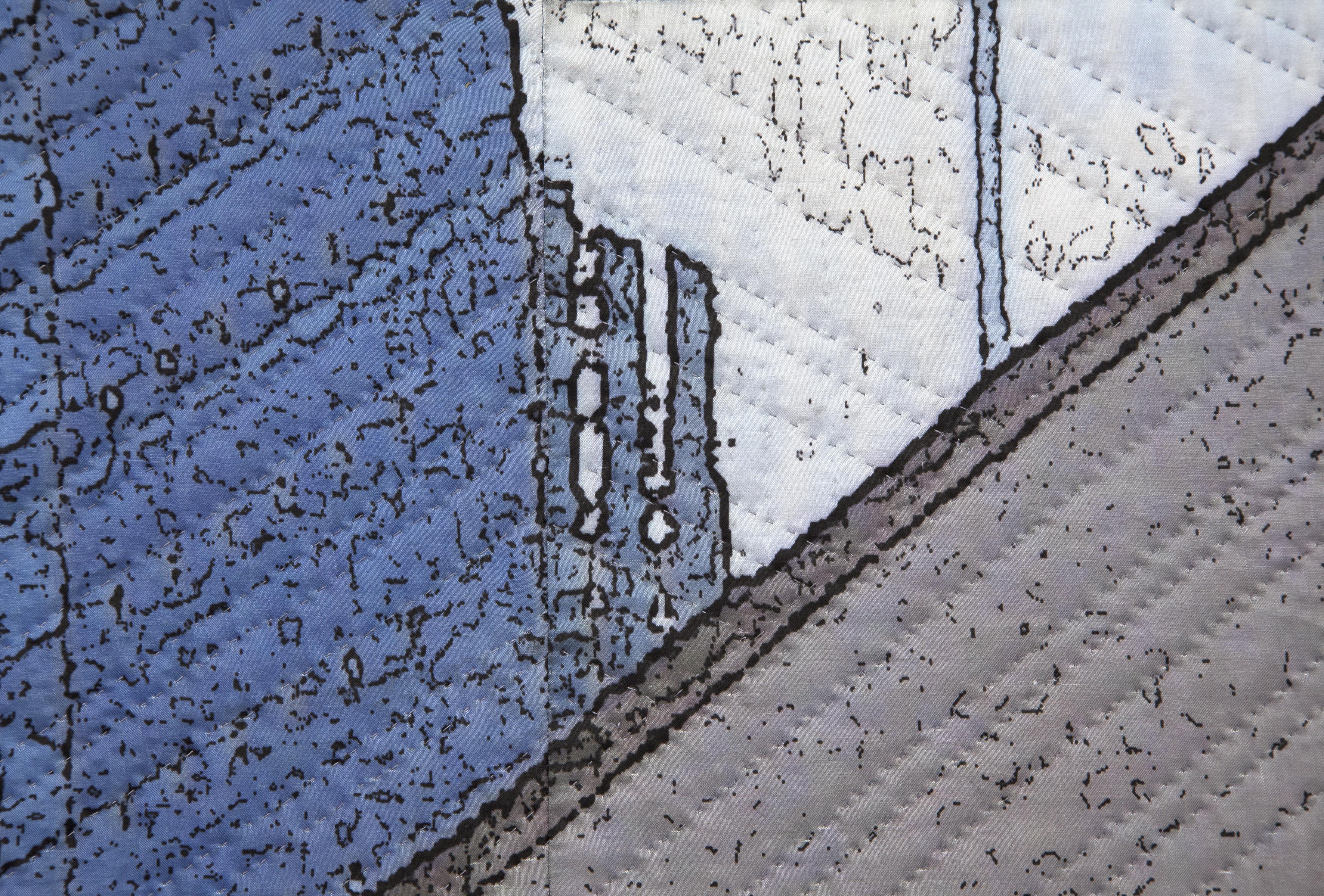 fenêtres de Chicago 1305, techniques mixtes sur toile - Contemporain Mixed Media Art par Marilyn Henrion