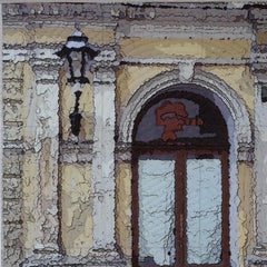 Krakow Window 1339, Mixed Media on Canvas