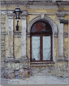 Krakow Window 1339, Mixed Media on Canvas